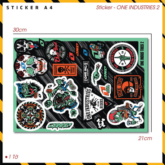 Sticker Dán Ô Tô, Xe Máy, Xe Điện, Xe Đạp, Mũ Bảo Hiểm | SET Trang Trí ONE INDUS TRIES 1