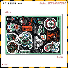 Sticker Dán Ô Tô, Xe Máy, Xe Điện, Xe Đạp, Mũ Bảo Hiểm | SET Trang Trí ONE INDUS TRIES 1