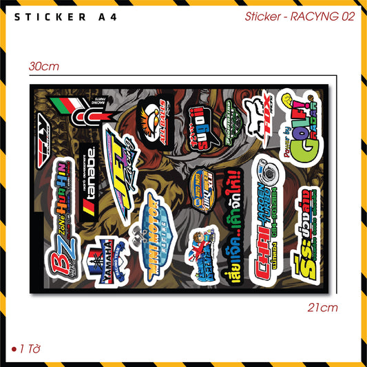 Sticker Dán Ô Tô, Xe Máy, Xe Điện, Xe Đạp, Mũ Bảo Hiểm | SET Trang Trí RACYNG 02