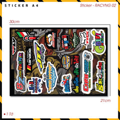 Sticker Dán Ô Tô, Xe Máy, Xe Điện, Xe Đạp, Mũ Bảo Hiểm | SET Trang Trí RACYNG 02