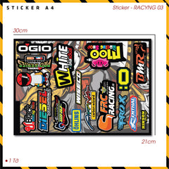 Sticker Dán Ô Tô, Xe Máy, Xe Điện, Xe Đạp, Mũ Bảo Hiểm | SET Trang Trí RACYNG 03