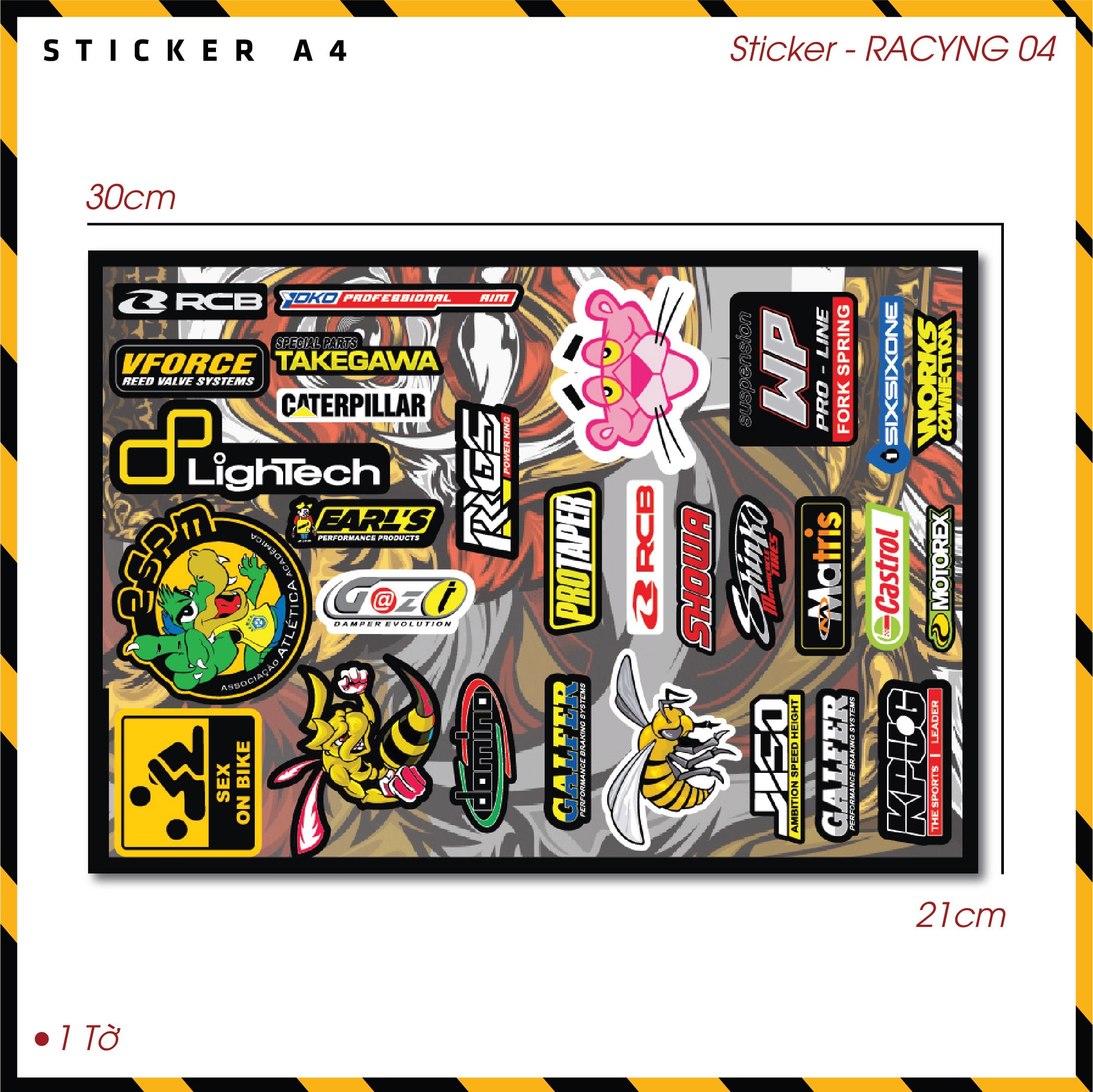 Sticker Dán Ô Tô, Xe Máy, Xe Điện, Xe Đạp, Mũ Bảo Hiểm | SET Trang Trí RACYNG 04