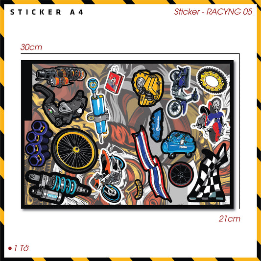 Sticker Dán Ô Tô, Xe Máy, Xe Điện, Xe Đạp, Mũ Bảo Hiểm | SET Trang Trí RACYNG 05