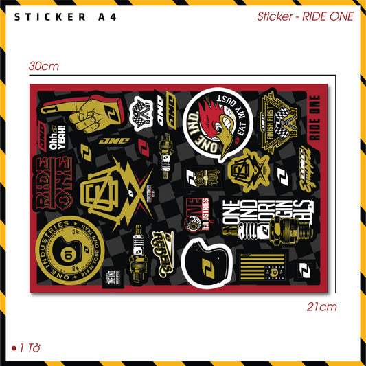 Sticker Dán Xe, Mũ Bảo Hiểm | SET Trang Trí RIDE ONE