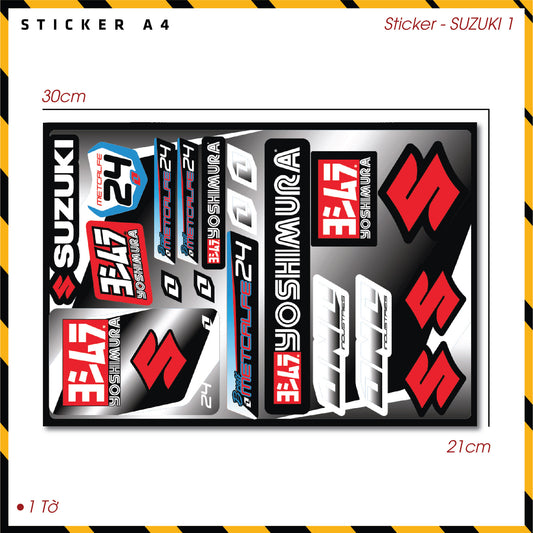 Sticker Dán Ô Tô, Xe Máy, Xe Điện, Xe Đạp, Mũ Bảo Hiểm | SET Trang Trí SUZUKI 1