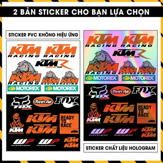 Sticker Dán Ô Tô, Xe Máy, Xe Điện, Xe Đạp, Mũ Bảo Hiểm | Hãng Xe Hologram - KTM RACING