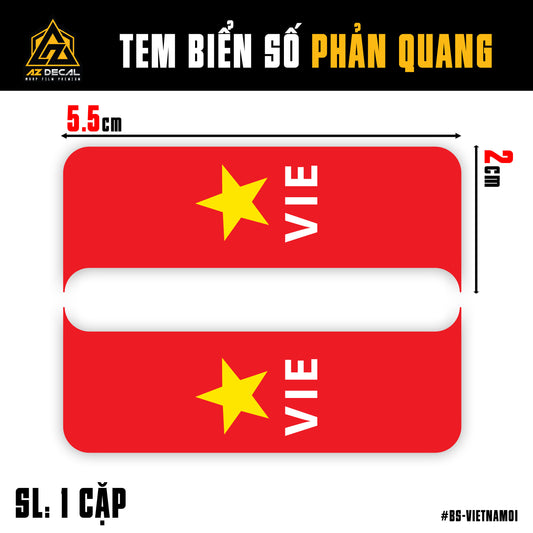 Tem Biển Số Phản Quang | BS-VIETNAM | Cờ Việt Nam