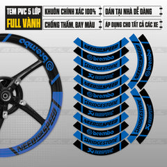 Tem dán vành bản to mẫu Brembo xanh