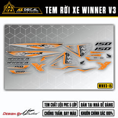 Mẫu decal dán xe Winner v3 xám màu cam đen