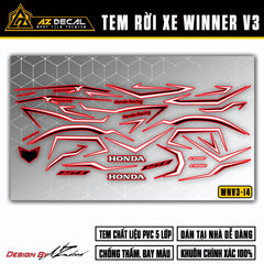 Mẫu decal dán xe Winner X 2022 - Winner v3 trắng đen (nền đỏ)