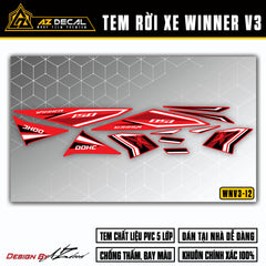 Dán decal xe Winner X 2022 - Winner v3 màu trắng đen (nền đỏ)