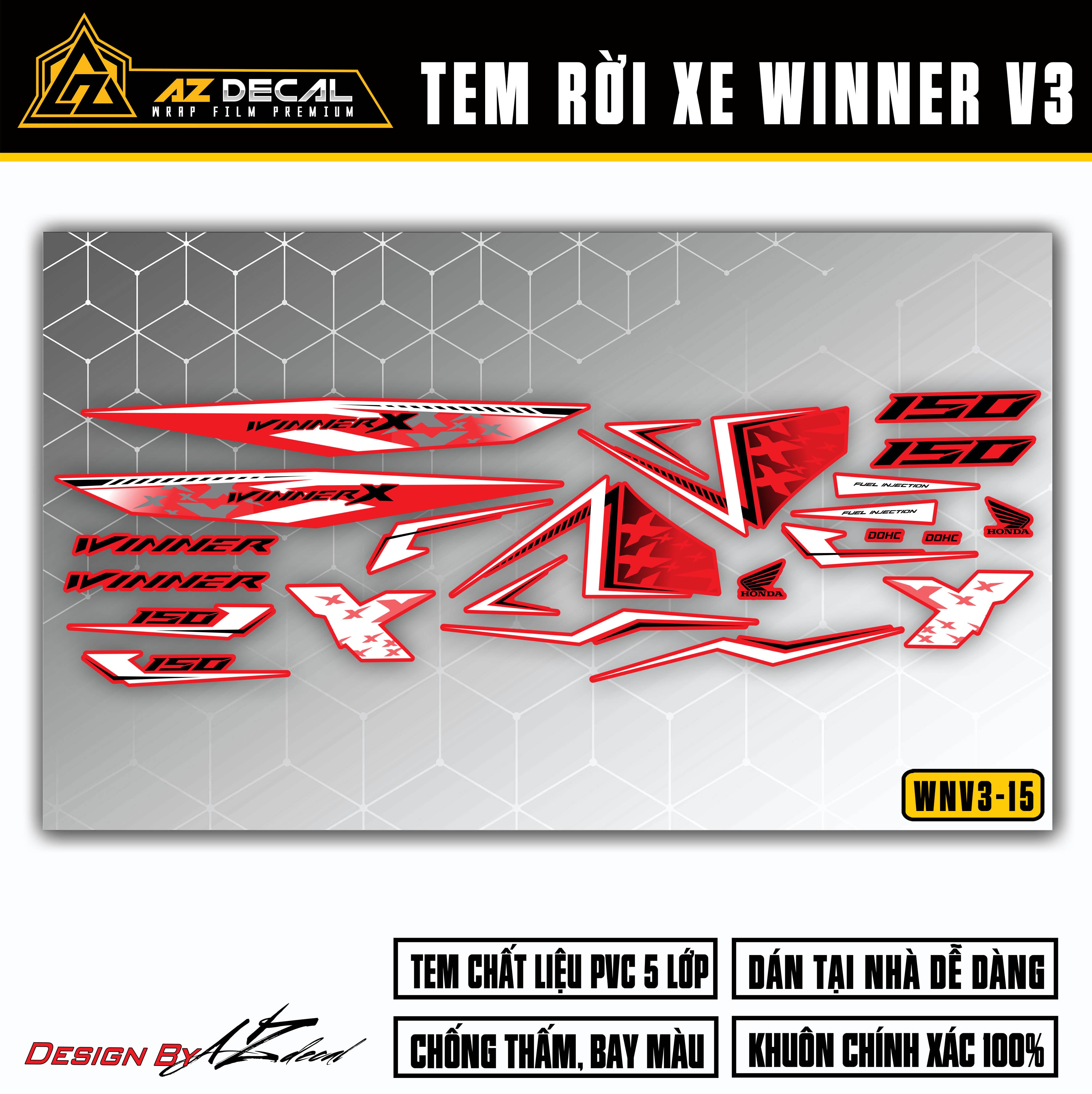 Tem rời Winner X 2022 - Winner V3 đen trắng (nền đỏ)