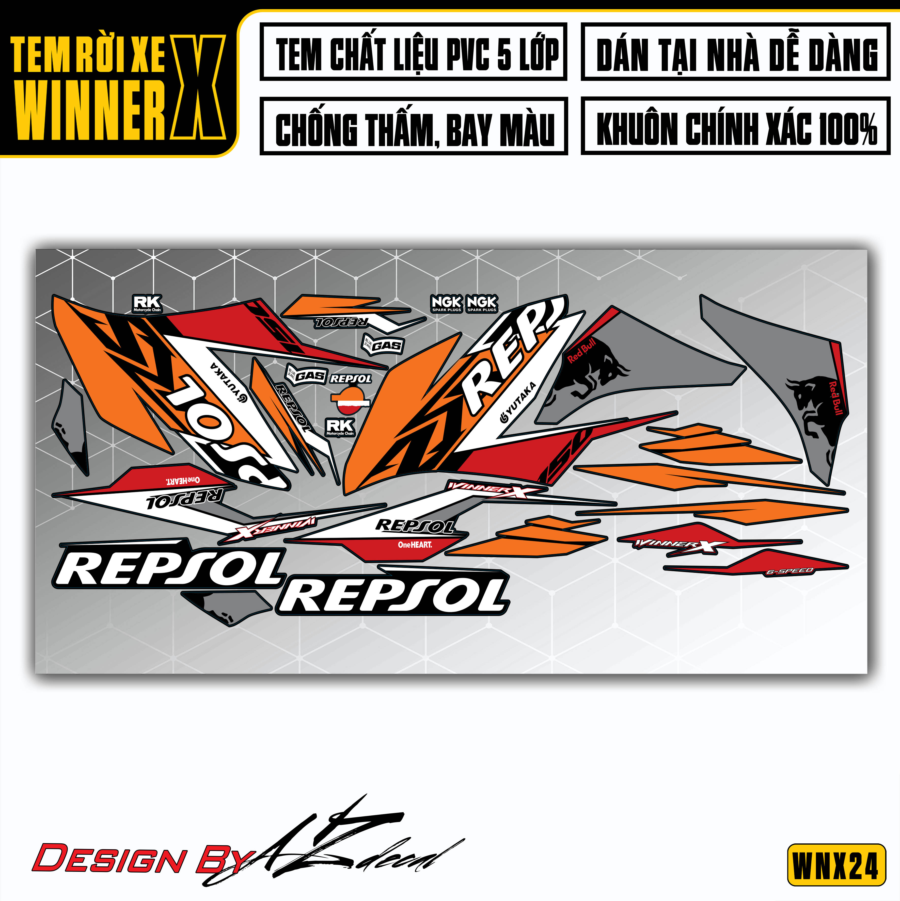 Tem Xe Winner X Cam Xám | WNX24 Repsol