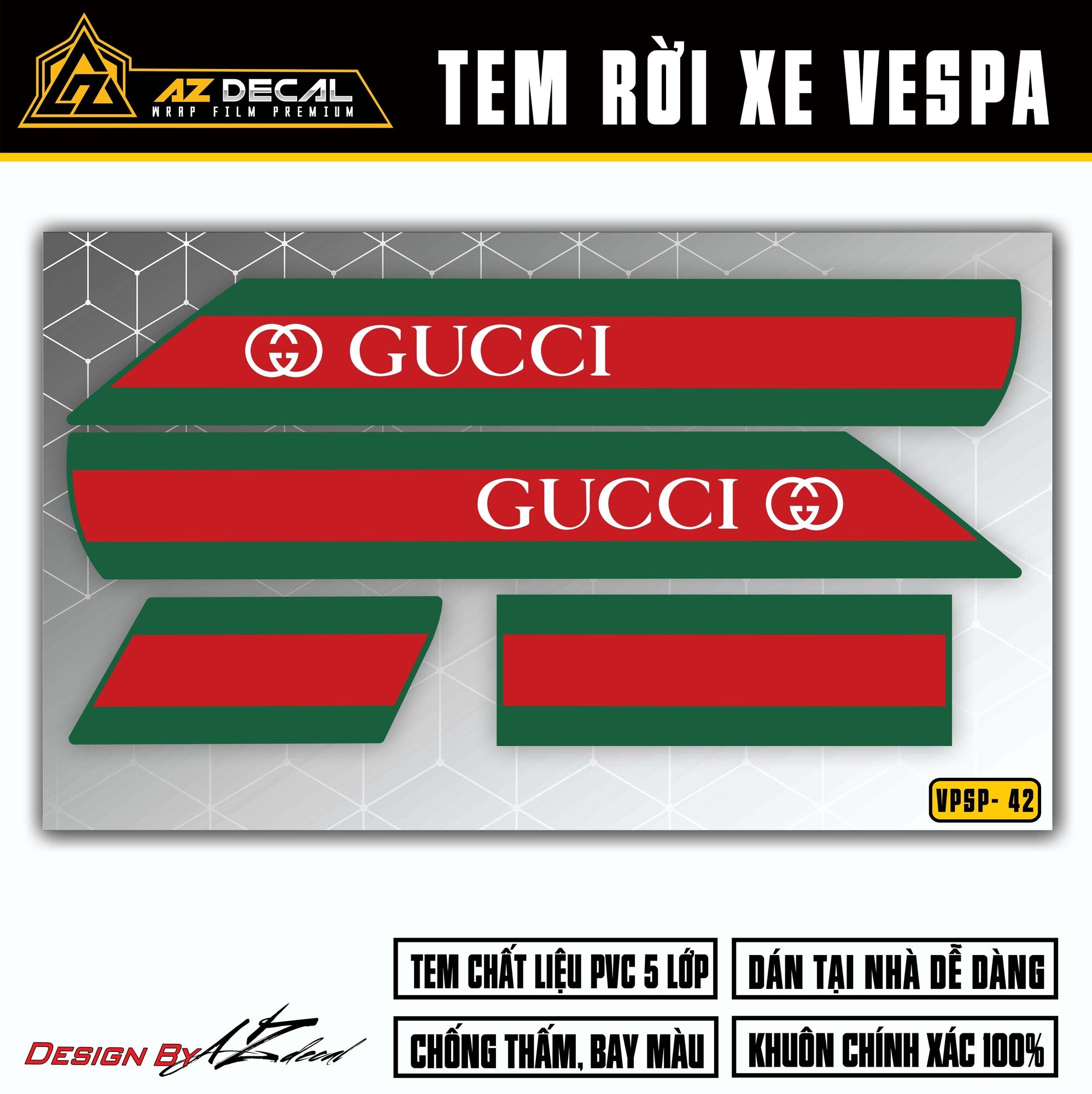 Chi tiết mẫu tem Vespa Gucci cao cấp thiết kế đẹp