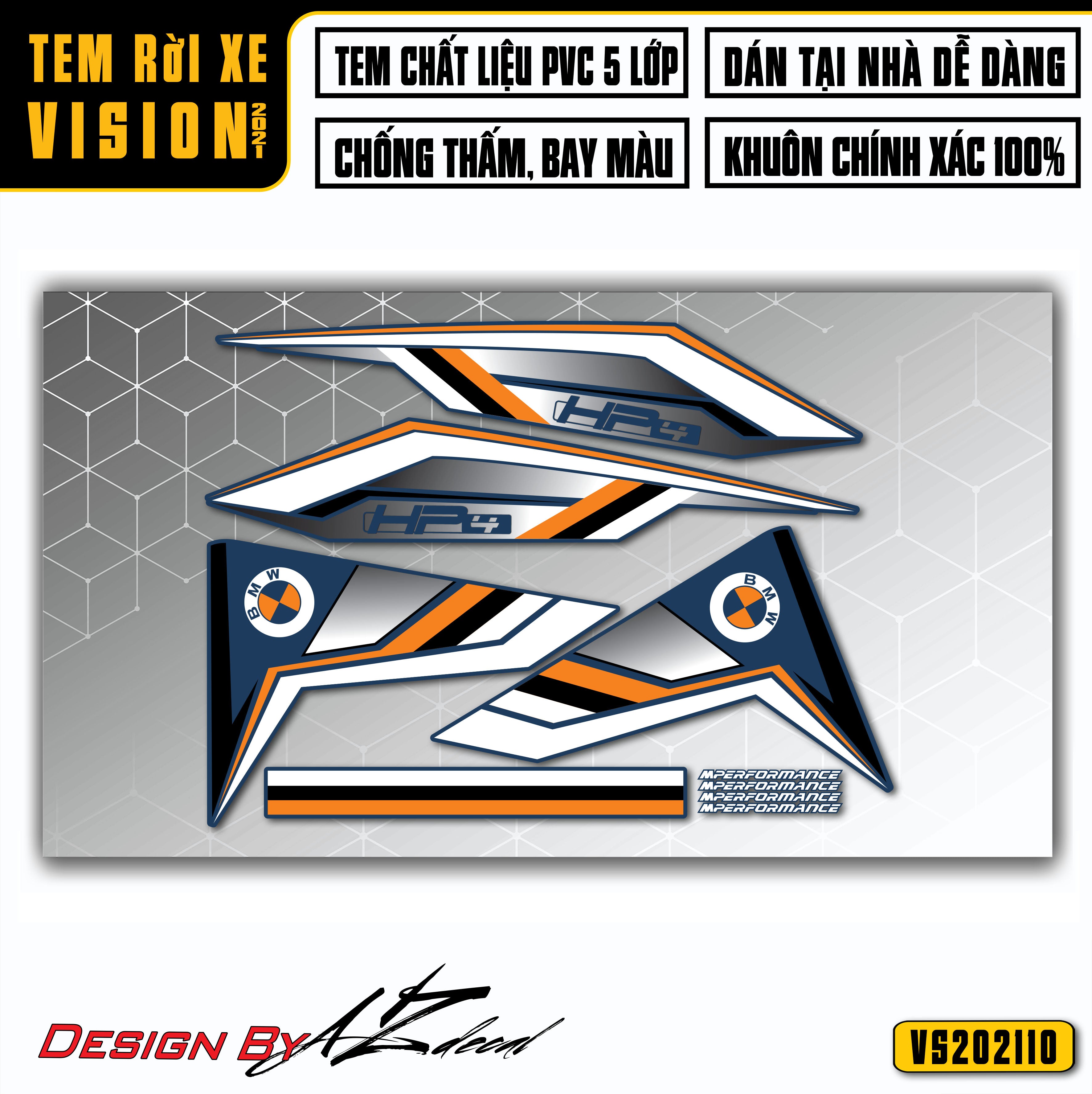 Decal xe Vision mẫu HP4 dành cho xe xanh than