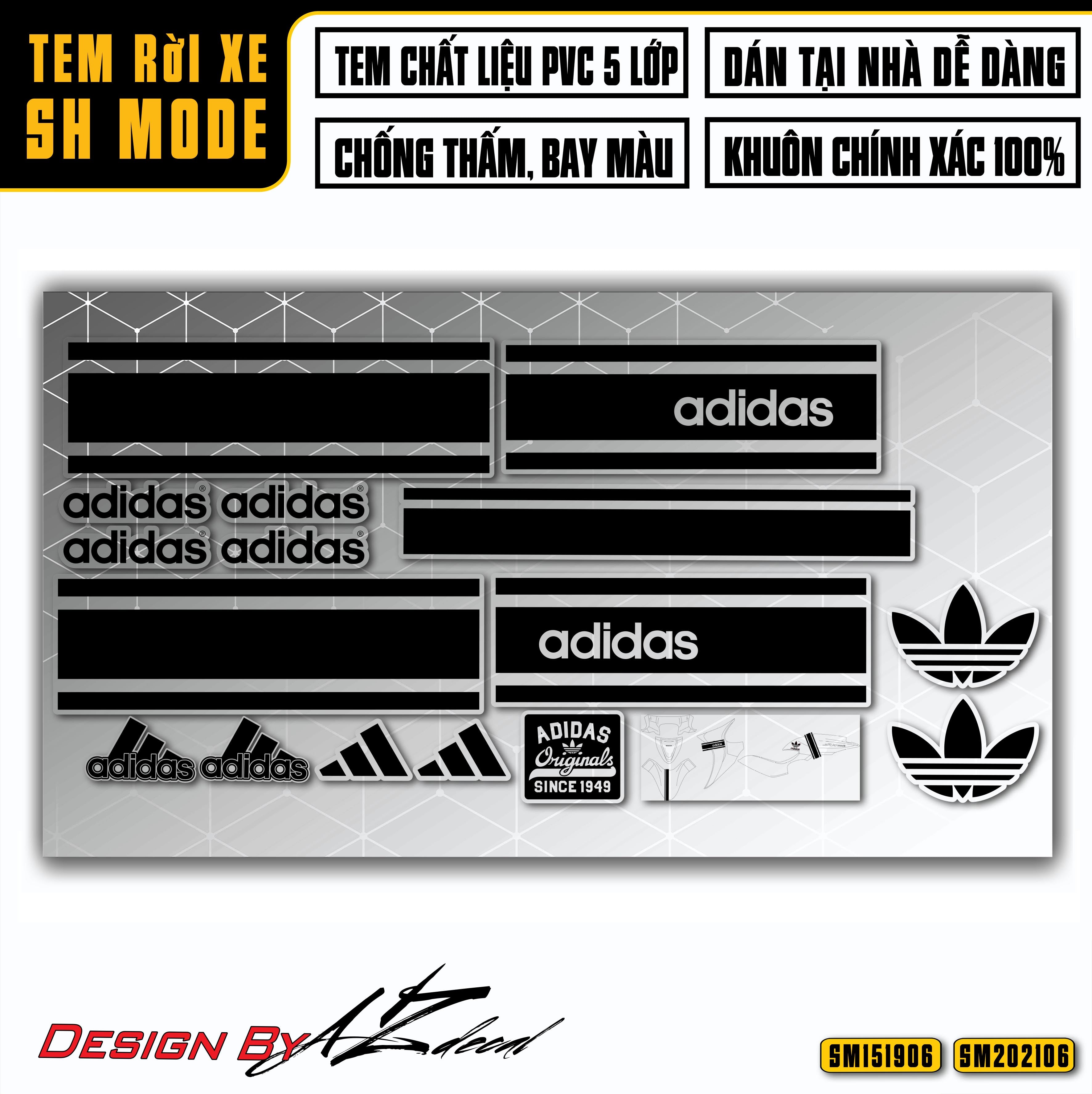 Tem Adidas đen dán SH Mode 2020 - 2021 (in trong)