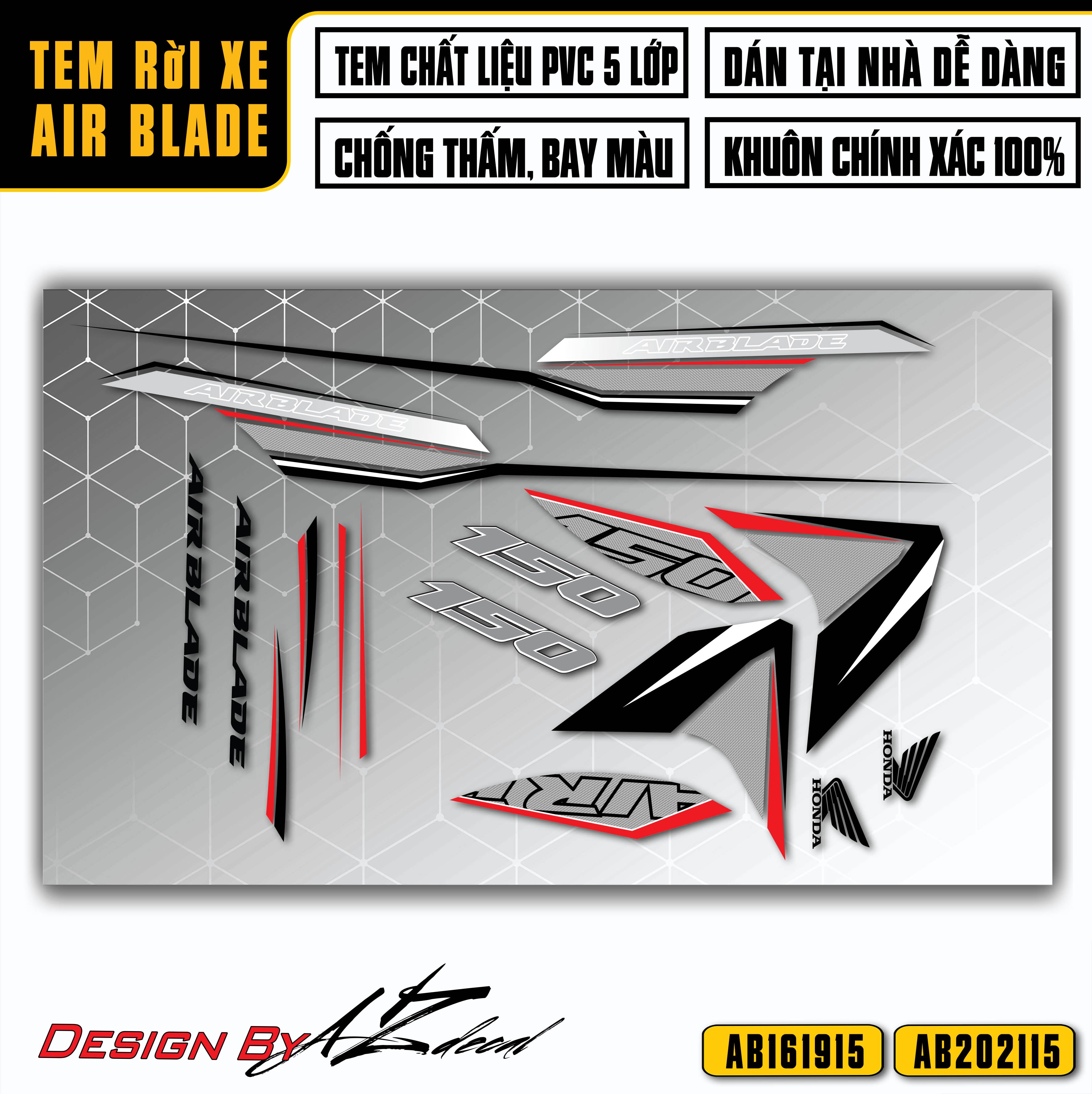 Tem xe Honda Air Blade nền trắng