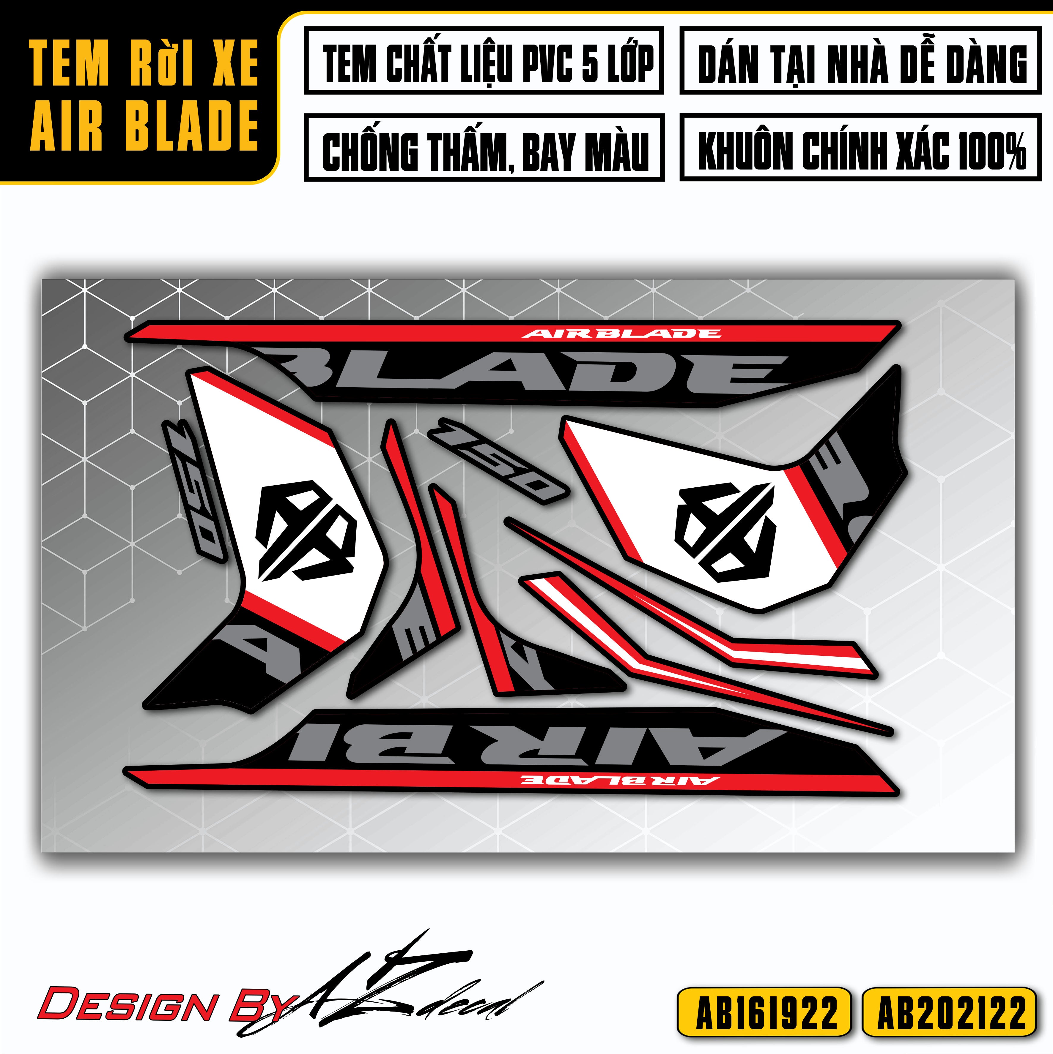 Dán decal xe Honda Air Blade nền đen mẫu AB22