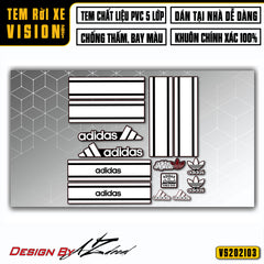 Decal dán xe Vision 2015 - 2021 mẫu Adidas trắng (nền đen)