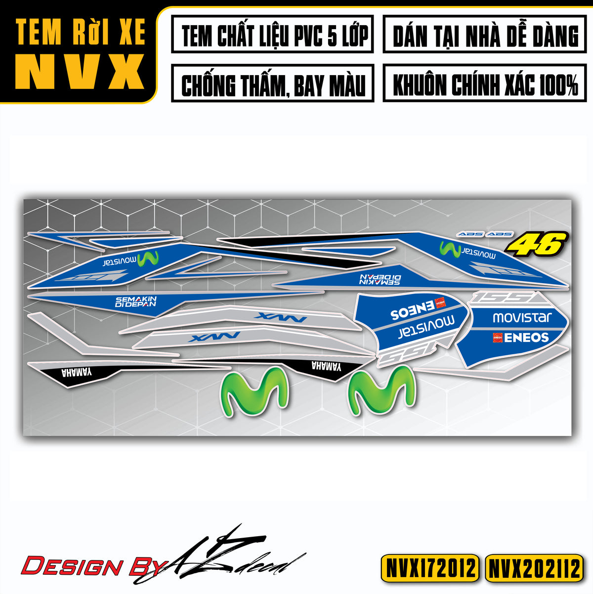 Tem rời NVX 125 155 mẫu Movistar cho xe 2017-2021