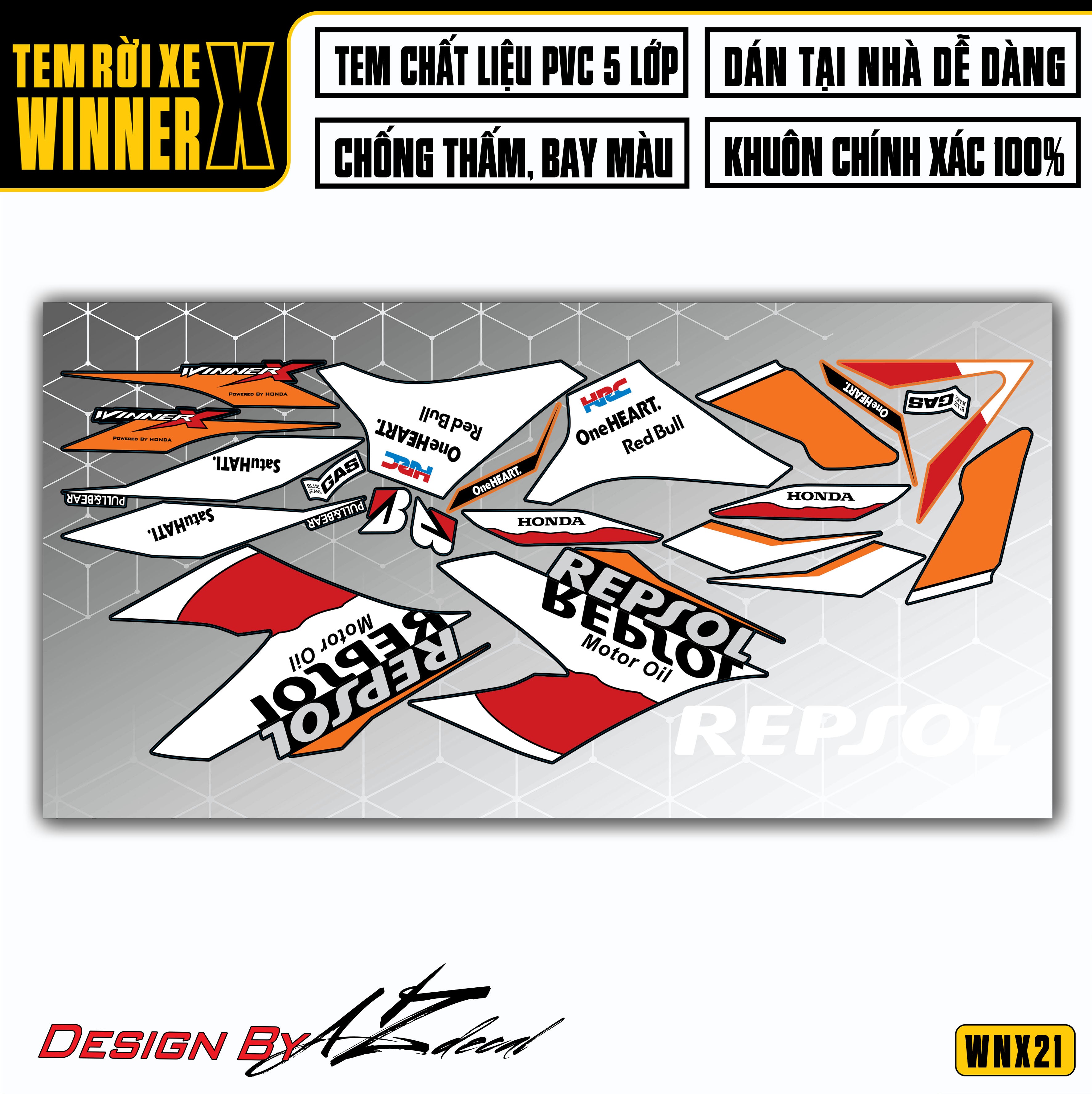 Dán decal xe winner x đẹp mẫu Repsol