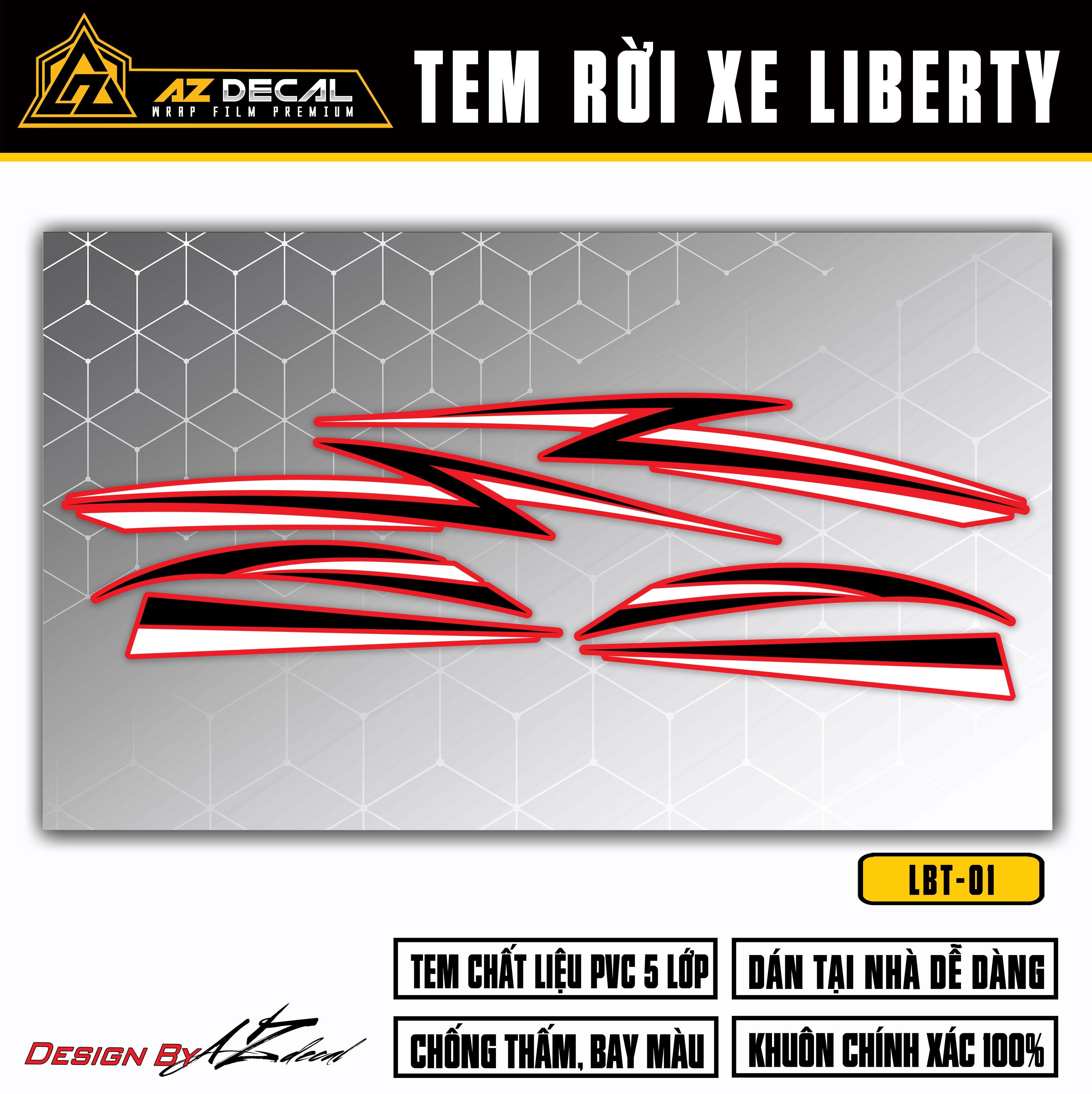 Dán decal xe Liberty / Liberty S màu đen trắng (nền đỏ)