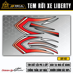 Tem Liberty 125 đỏ trắng dán xe đen