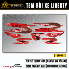 Tem Decal dán xe Liberty 125 đỏ mẫu Speed X