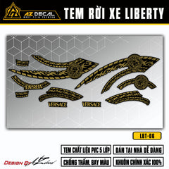 Đề can dán xe Liberty 125 màu vàng đồng (nền đen) đẹp