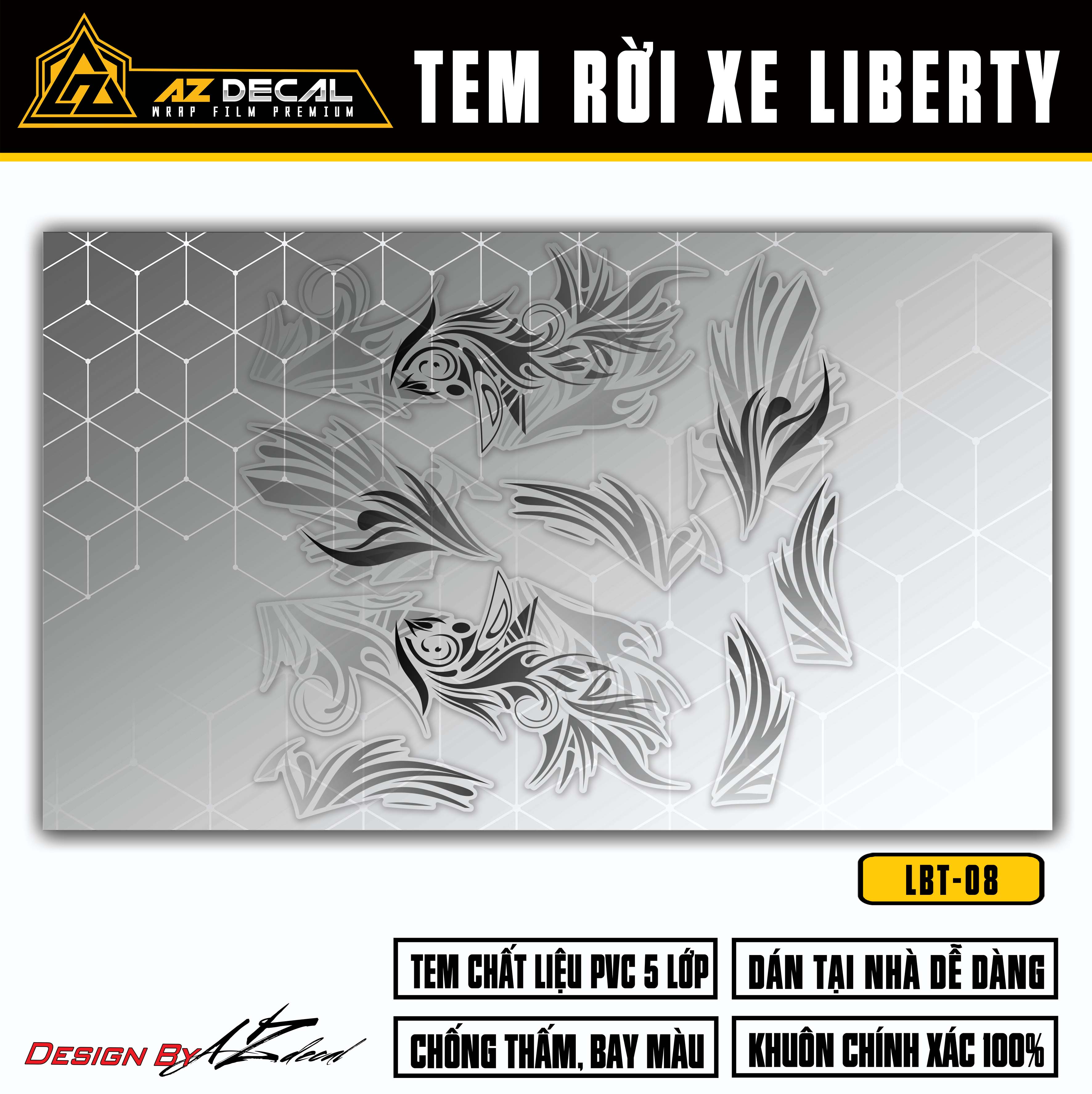 Chi tiết mẫu tem rời Liberty đen (nền trong)