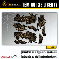 Tem xe Liberty 125 2017 - 2022 nâu (nền đen)