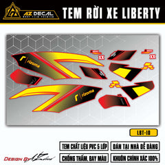 Tem xe Liberty mẫu Rizoma vàng đen (nền đỏ)