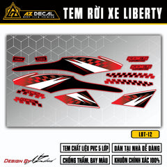 Tem rời Liberty 125 2017 - 2022 đen trắng (nền đỏ)