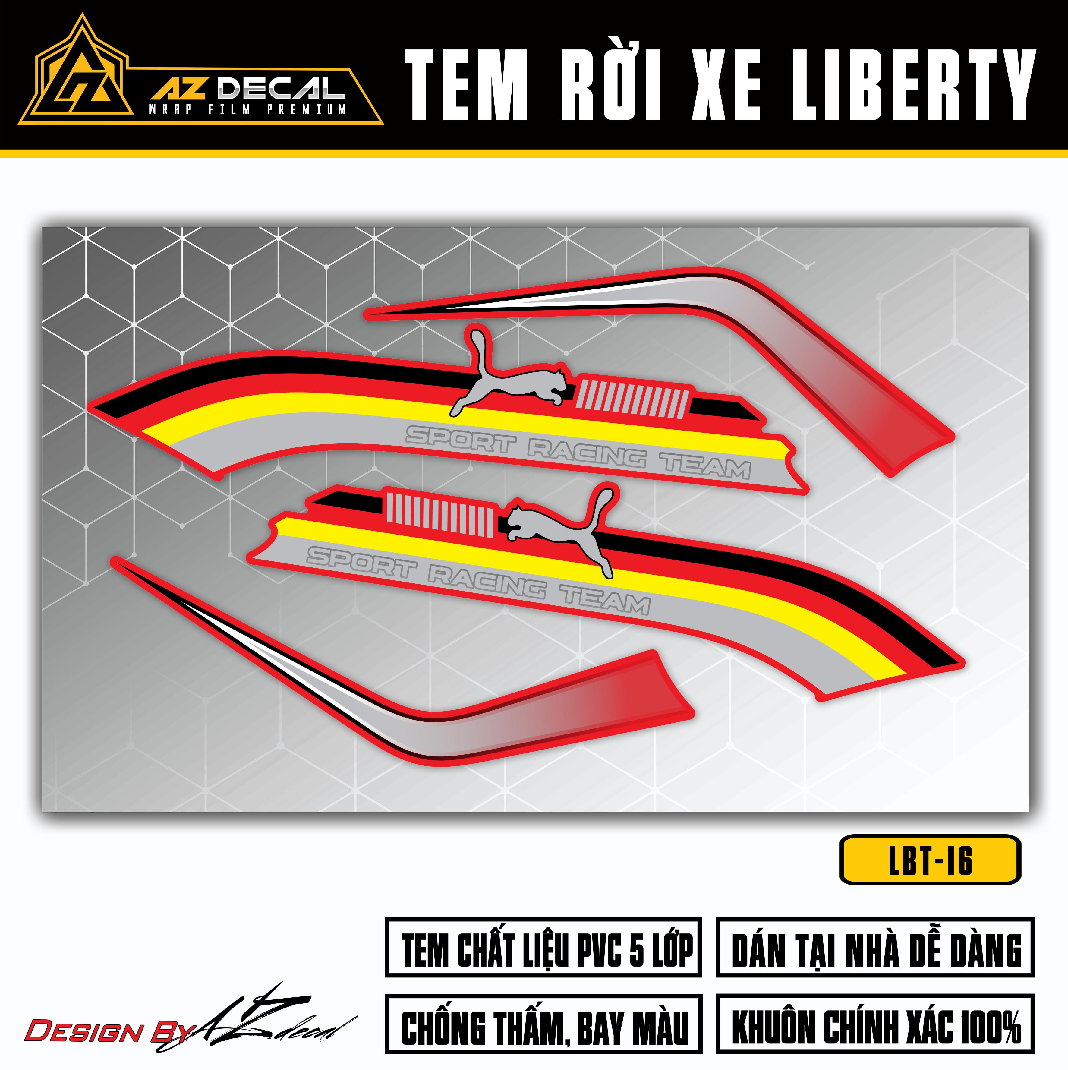 Tem Liberty 125 cờ đức dán xe đỏ