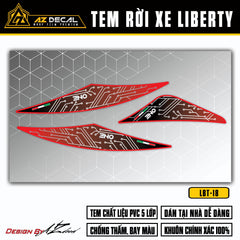 Tem xe Liberty phong cách Electronic nền đỏ