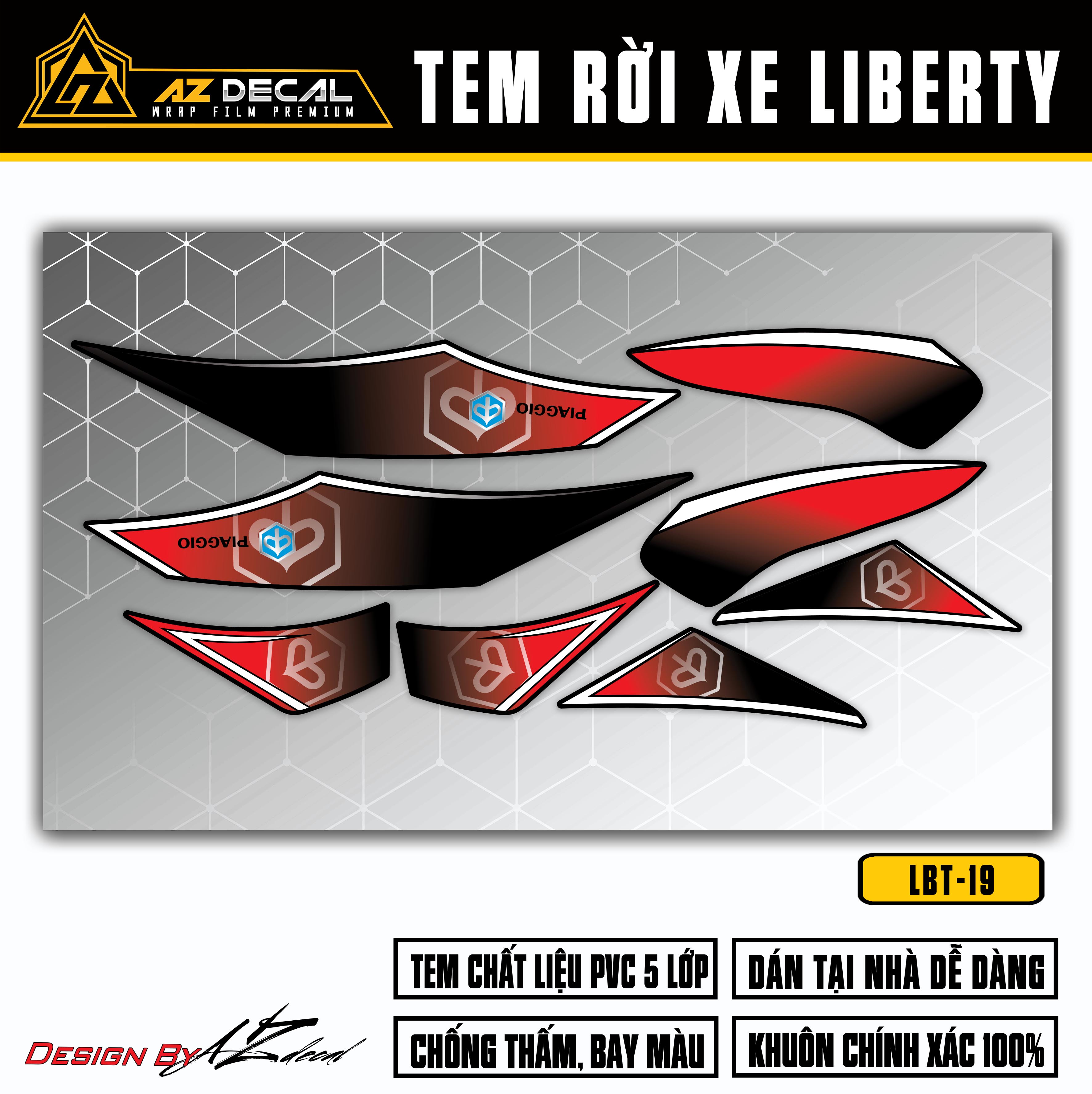 Đề can dán xe Liberty màu đỏ trắng (nền đen)