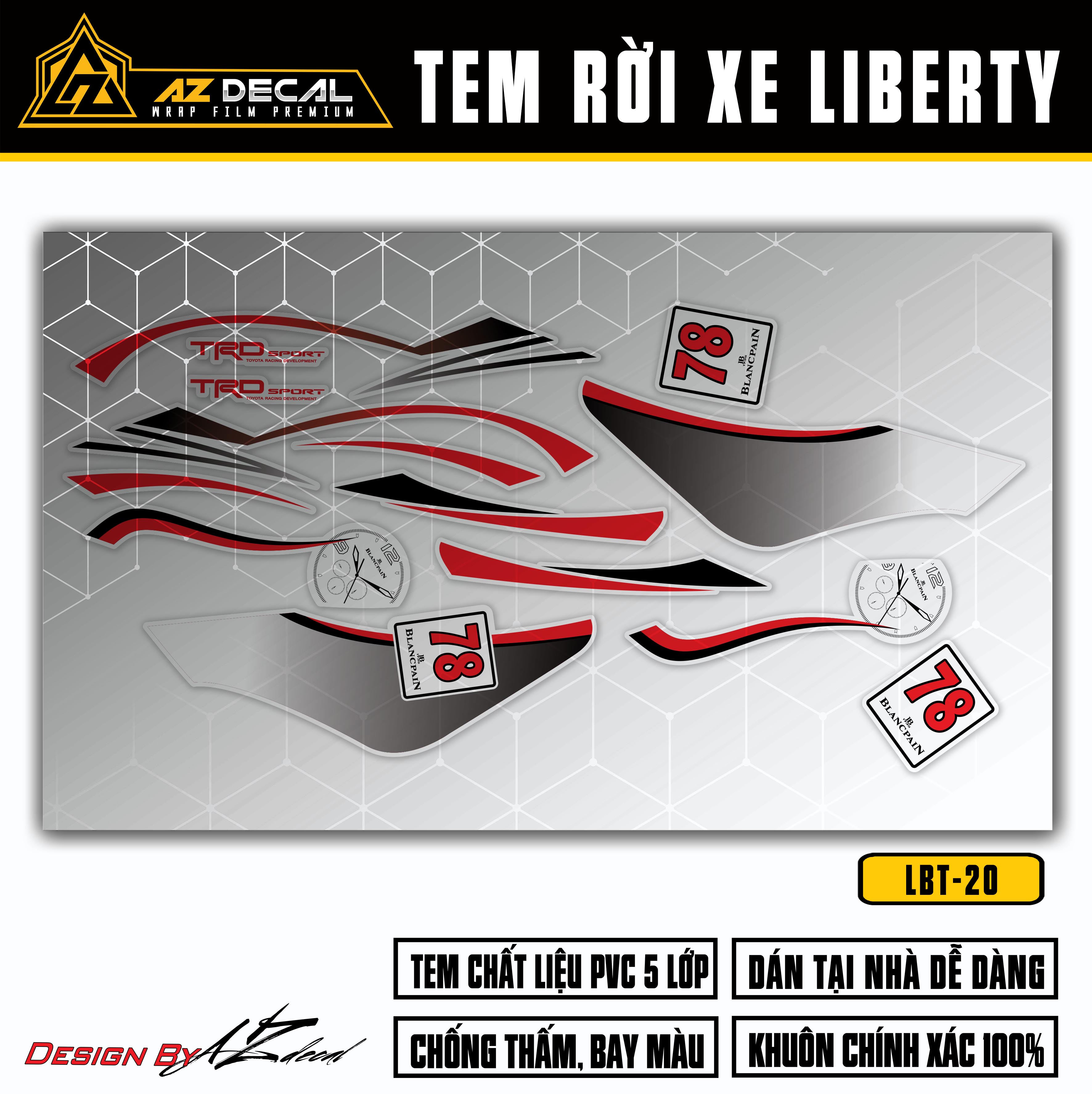 Mẫu dán xe Liberty phong cách TRD Sport nền trong