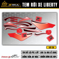 Tem dán xe Liberty 125 2017 - 2022 TRD Sport màu trắng đen (nền đỏ)