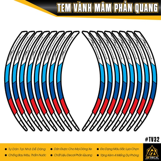 Decal dán bánh xe Vespa phản quang đẹp mẫu Performance