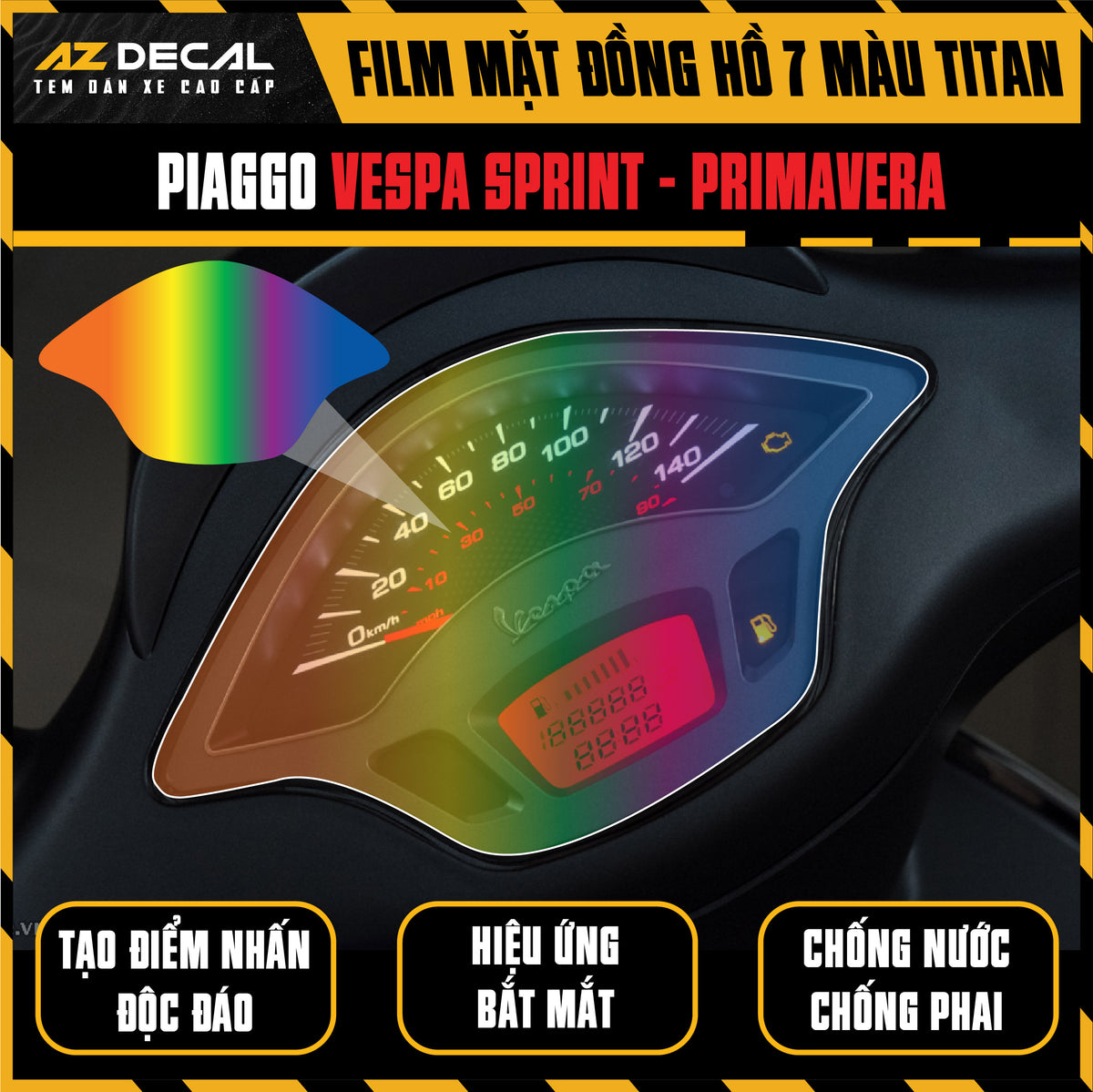 Miếng Dán Mặt Đồng Hồ 7 Màu Titan Xe Vespa Sprint - Primavera