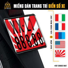 Decal dán biển số xe máy, xe điện mẫu cờ Nhật