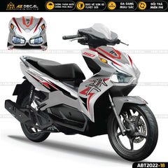 Tem xe Air Blade trắng xám đỏ phong cách Hayabusa