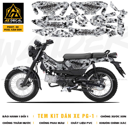 Tem kit dán xe Yamaha PG-1 mẫu Camo Digital xám đen