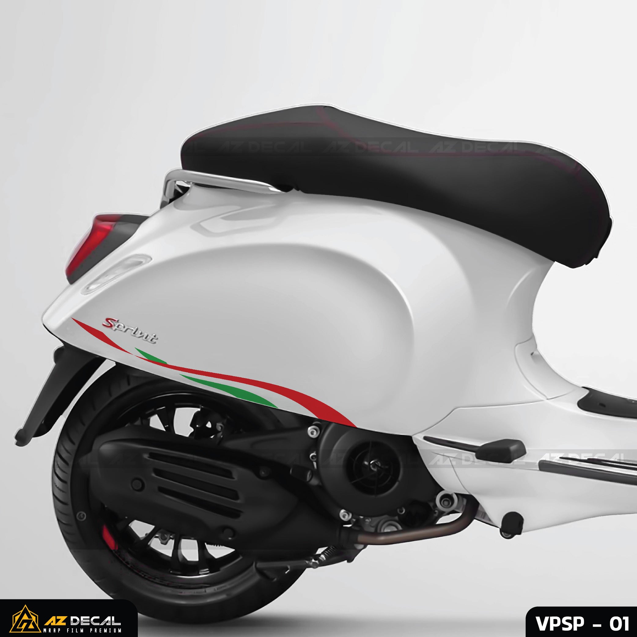 Tem Xe Vespa trắng Italia