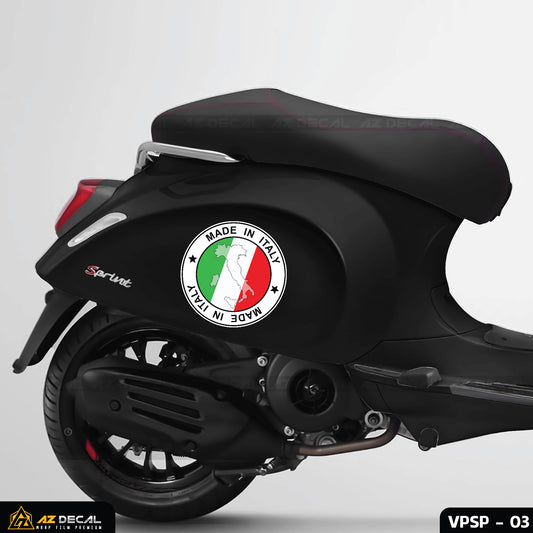 Tem dán bụng xe Vespa đen - phong cách Italy