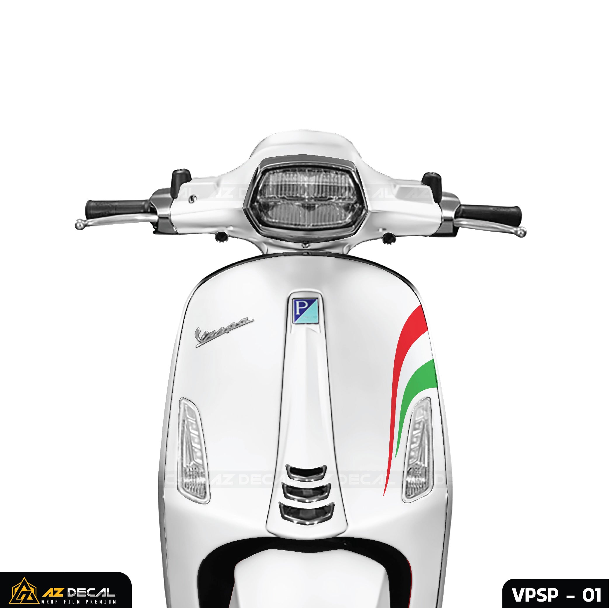 Tem mặt nạ xe Vespa trắng phong cách Italy