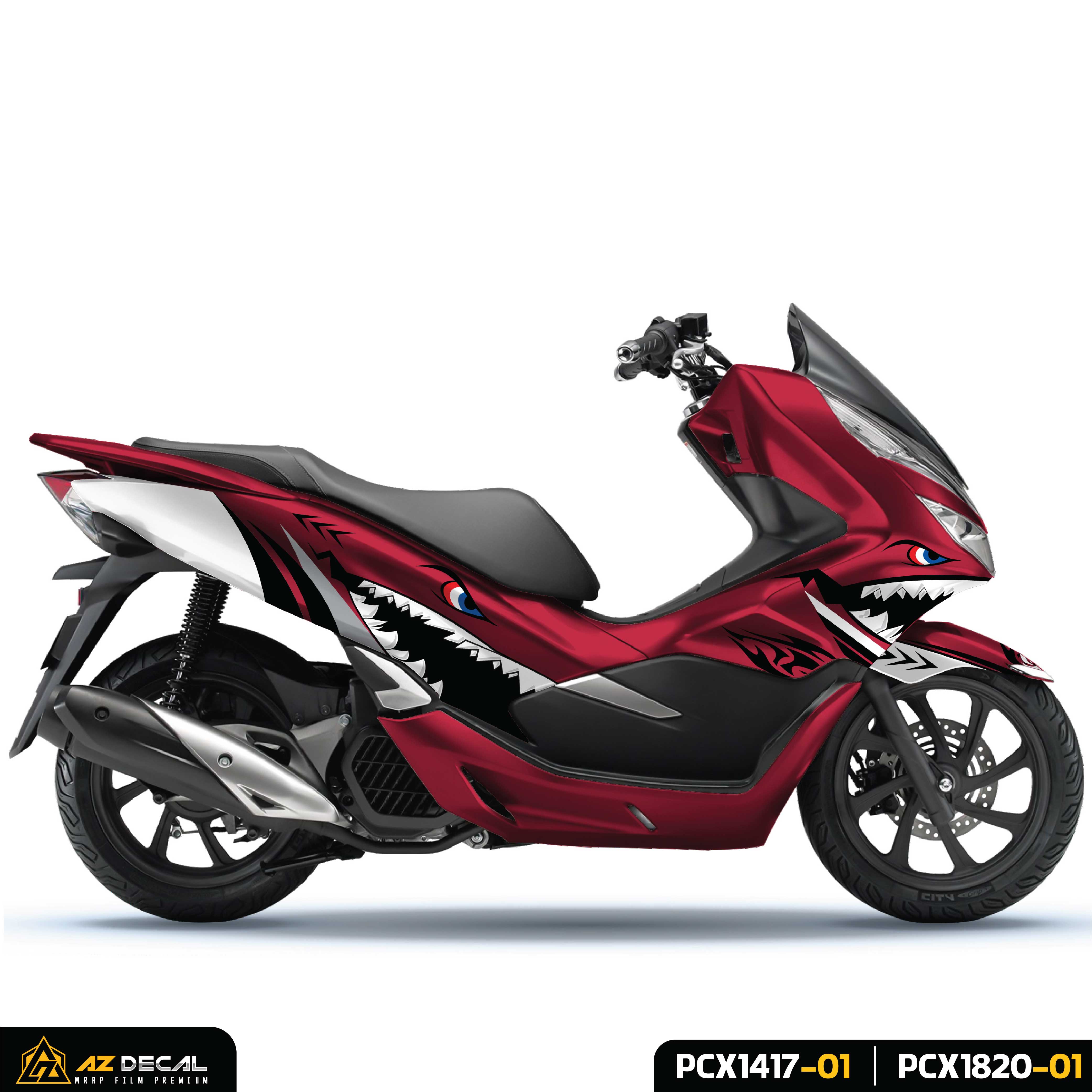 Dán decal xe Honda PCX màu đỏ tem đen trắng