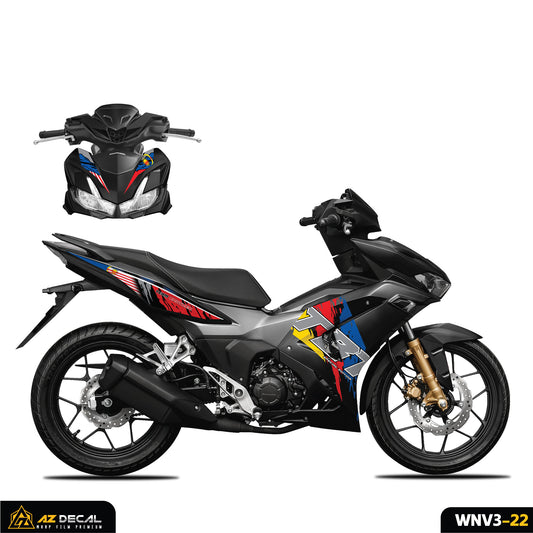 Tem xe Winner V3 đẹp mẫu Malaysia dán xe đen