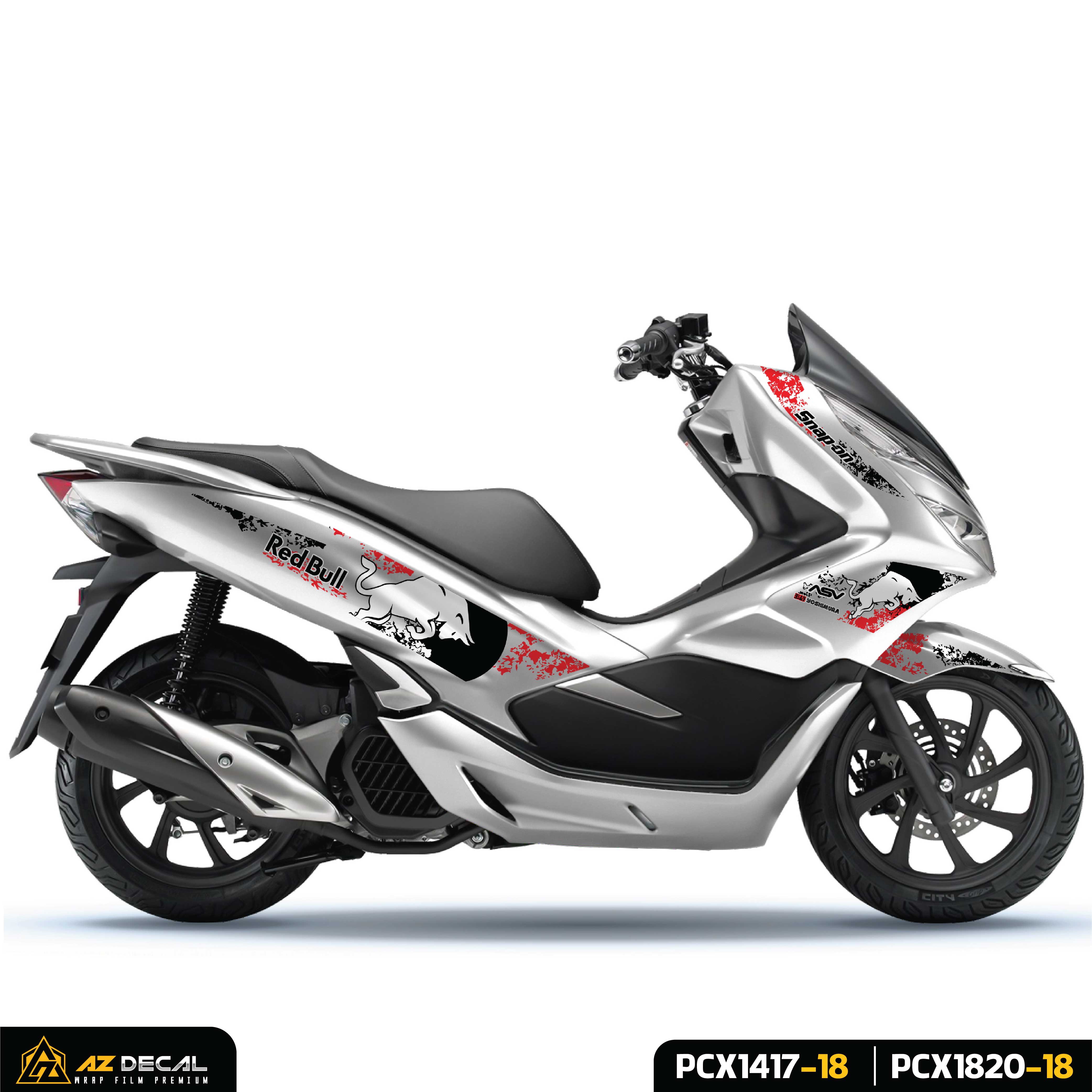 Tem rời dán xe Honda PCX màu đen đỏ (nền trắng)