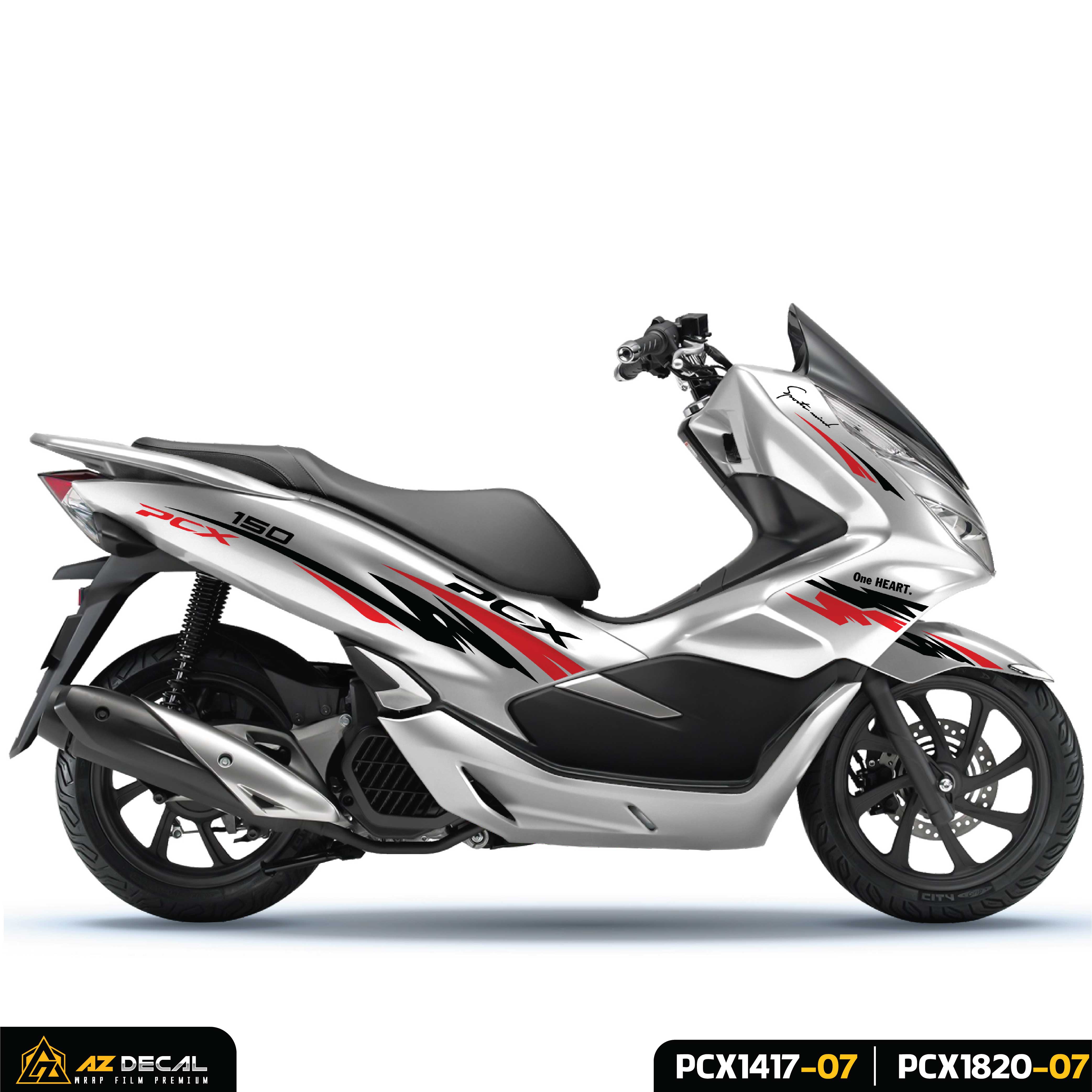 Tem rời xe PCX trắng màu đỏ đen mẫu Sport Mind